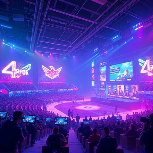 Abstract image representing the evolving trends in the AAA gaming market, with visuals of cloud gaming, VR headsets, and esports arenas.