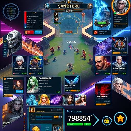 Collage of different mid-core game interfaces displaying strategic elements and character progression.