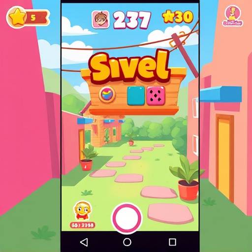 Screenshot of a brightly colored hyper-casual mobile game with simple mechanics.