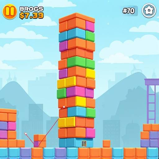 Screenshot of 'Stack,' a hyper-casual game where players stack blocks on top of each other to build the tallest tower.
